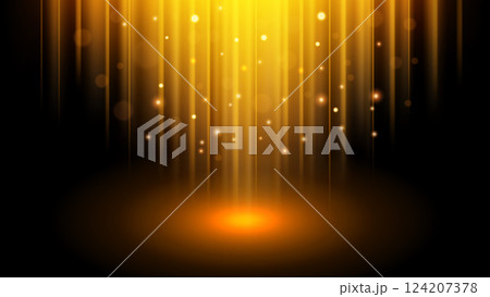 Abstract Gold Light Rays Effect with Sparks, Vector Illustration 124207378