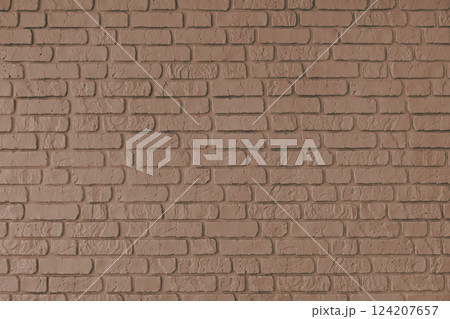 Brown color painted brick wall texture, brickwork, masonry of stone blocks horizontal background 124207657