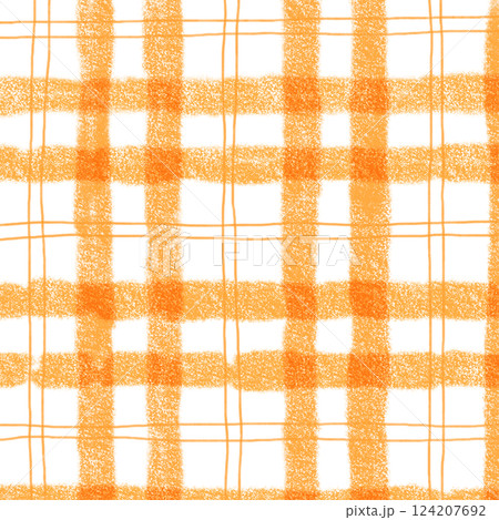 Orange Plaid Gingham Hand Drawn Background Pattern Overlay 124207692