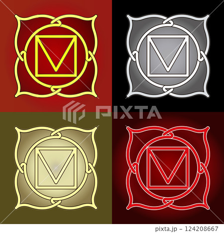 Chakra in Celtic style amulet Muladhara. Illustration 124208667