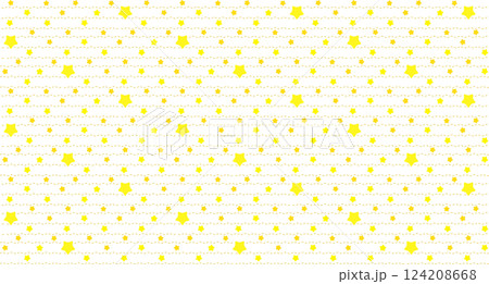 黄色の星マークがたくさん入ったジグザグした破線のパターン模様 124208668