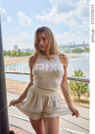 Dynamic and Expressive Portrait of a Woman Captured in Artistic Motion and Movement Dynamic and Expressive Portrait of a Woman Captured in Artistic Motion and Movement 124208833