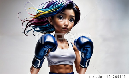 cyber fighter robot in boxing guard position on clean background for digital media use cyber fighter robot in boxing guard position on clean background for digital media use 124209141