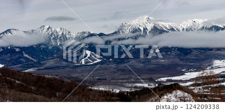 野辺山から冬の清里高原越しの冬の南八ヶ岳の絶景 長野県南牧村 日本 野辺山から冬の清里高原越しの冬の南八ヶ岳の絶景 長野県南牧村 日本 124209338