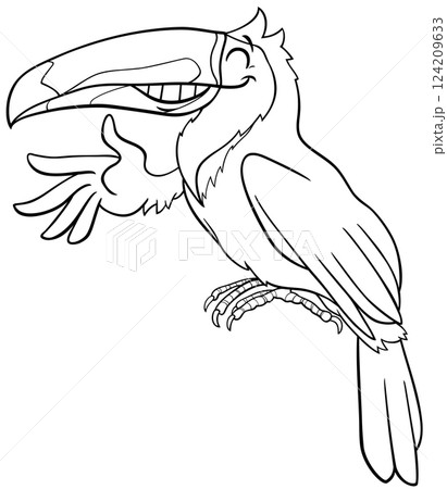 cartoon toucan bird animal character waving its wing coloring page cartoon toucan bird animal character waving its wing coloring page 124209633
