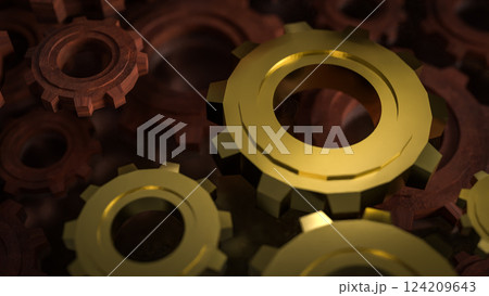 The Gold gear for engineering or team work concept 3d Rendering. The Gold gear for engineering or team work concept 3d Rendering. 124209643