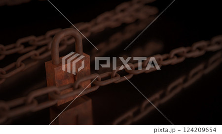The Rusty lock for protection or security concept 3d Rendering. The Rusty lock for protection or security concept 3d Rendering. 124209654