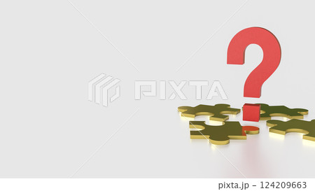 The Red Question mark and jigsaw for creative concept 3d Rendering. The Red Question mark and jigsaw for creative concept 3d Rendering. 124209663