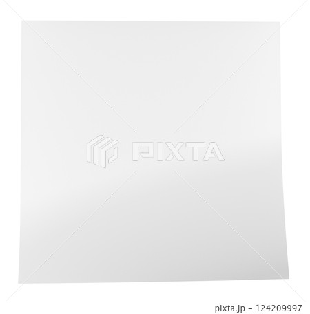 Blank white note paper, front view. 3D rendering Blank white note paper, front view. 3D rendering 124209997