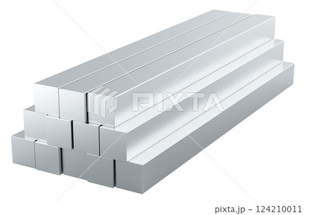 Stainless Steel Square Bars. 3D rendering 124210011