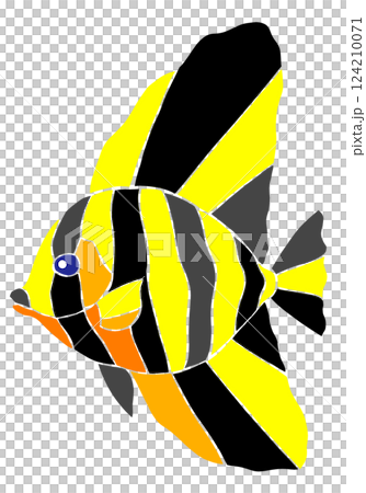 漂亮的彩色玻璃風格剪紙插圖，描繪了一條無關節的長鰭金槍魚 124210071