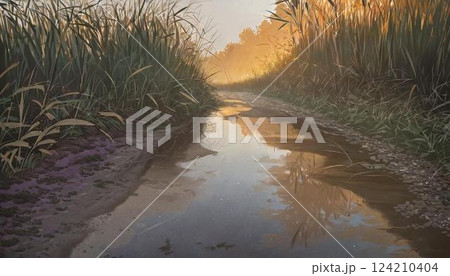 田んぼと田んぼの間の水路 124210404