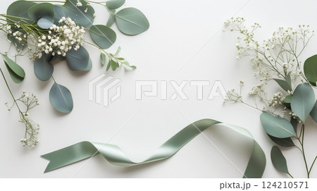 リボンと緑の背景 124210571