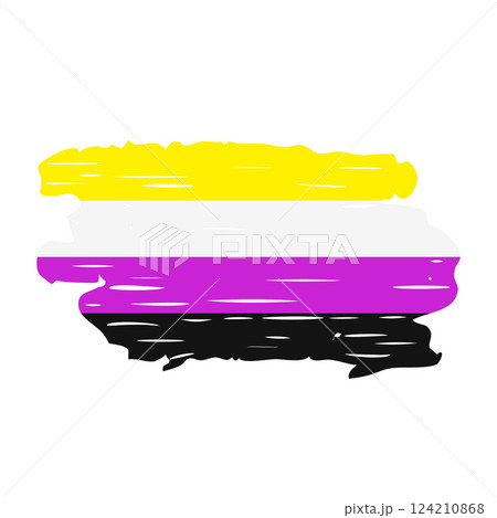 Grunge Non-Binary Pride Flag. Symbol of LGBT community. Flag sexual identity. Vector template for banners, signs, logo design, etc. 124210868