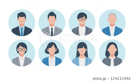 ビジネスパーソンのユーザーアイコンのセット ビジネスパーソンのユーザーアイコンのセット 124211492