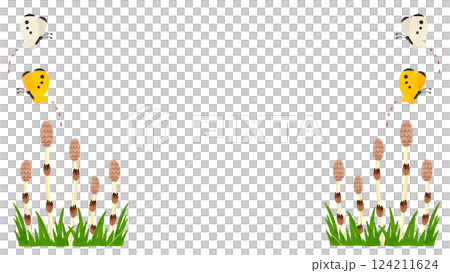 馬尾與蝴蝶框水彩手繪插畫 124211624