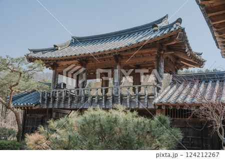 Ancient Korean Architectural Scenery on daytime 124212267