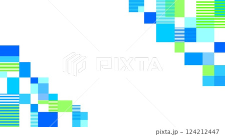 幾何学模様 フレーム 白背景 ボーダー 四角形 ブルー グリーン 幾何学模様 フレーム 白背景 ボーダー 四角形 ブルー グリーン 124212447