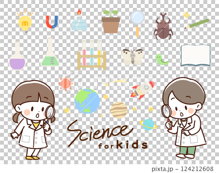一套兒童和科學圖標 124212608