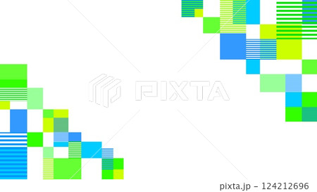 幾何学模様　フレーム　白背景　ボーダー　四角形　グリーン　ブルー 124212696