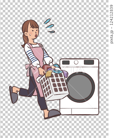 洗濯をする主婦のイラスト 124212839