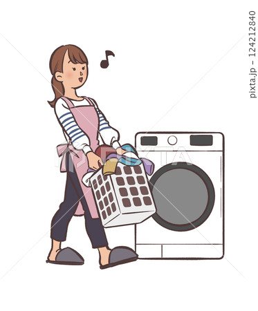 洗濯をする主婦のイラスト 124212840