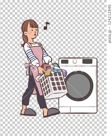 洗濯をする主婦のイラスト 124212840