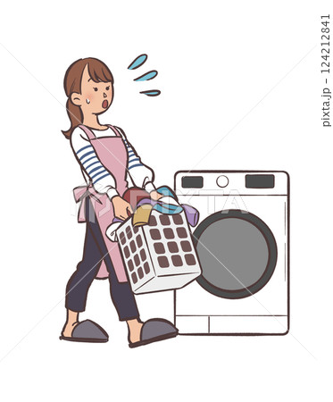 洗濯をする主婦のイラスト 124212841