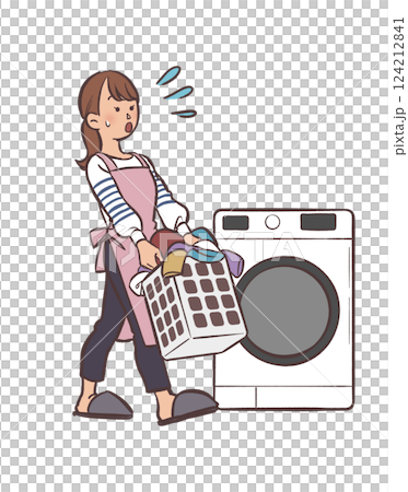 洗濯をする主婦のイラスト 124212841
