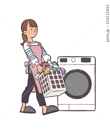 洗濯をする主婦のイラスト 124212842