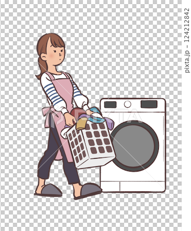 洗濯をする主婦のイラスト 124212842