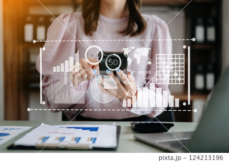 Data Management System with Business Analytics concept. business team hands working with provide information for Key Performance Indicators Data Management System with Business Analytics concept. business team hands working with provide information for Key Performance Indicators 124213196