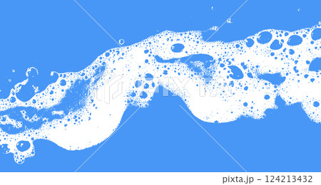 Blue foam soap texture with bubbles and water wash. Clean background with soapy suds and detergent shampoo. Abstract pattern in bath and laundry Blue foam soap texture with bubbles and water wash. Clean background with soapy suds and detergent shampoo. Abstract pattern in bath and laundry 124213432