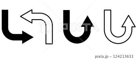 方向指示曲がった矢印ベクターセット 124213631