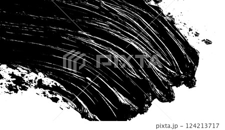 Bold, sweeping strokes of black paint intertwine in a textured dance, revealing the artist's fervent passion and the intricate nuances of each brush movement. 124213717