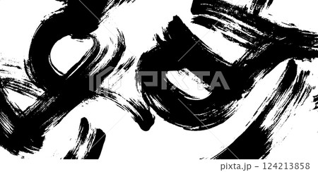 An abstract black and white artwork featuring bold brush strokes and dynamic shapes, creating a sense of movement and energy. An abstract black and white artwork featuring bold brush strokes and dynamic shapes, creating a sense of movement and energy. 124213858