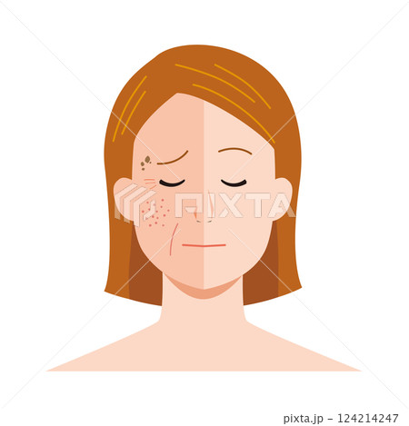 女性の顔と美容のイメージイラスト 124214247