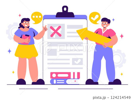 Fact or Myths Check News Vector Illustration Featuring Myths vs. Facts for Thorough Verification and Evidence Comparison in a Flat Style Background 124214549