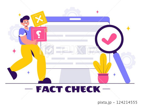 Fact or Myths Check News Vector Illustration Featuring Myths vs. Facts for Thorough Verification and Evidence Comparison in a Flat Style Background 124214555