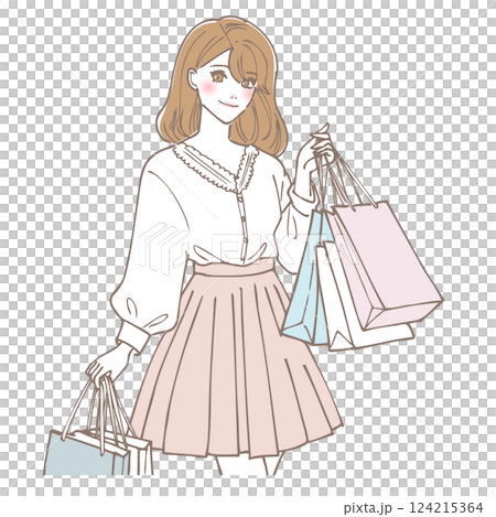 有很多購物袋的女人 124215364