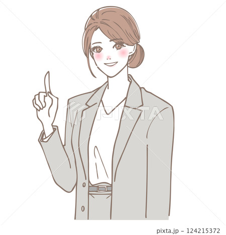 指をさしながら説明している女性 124215372
