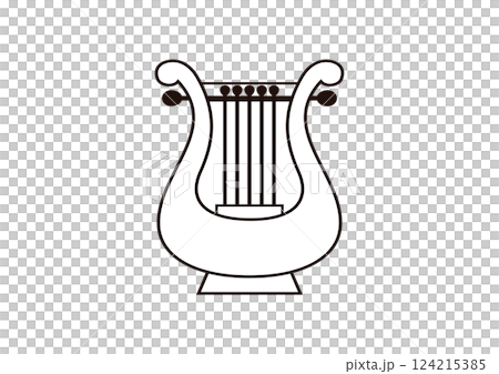 手持ち竪琴　線画 124215385