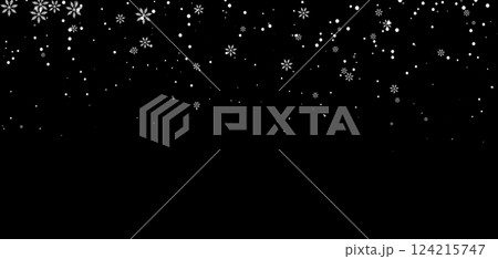 Vector winter background featuring snowflake pattern. White snow Top Falling Gradient over night sky with transparent effect and abstract overlay 124215747