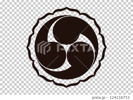 八咫烏鏡，右側有三個逗號符號 124216733