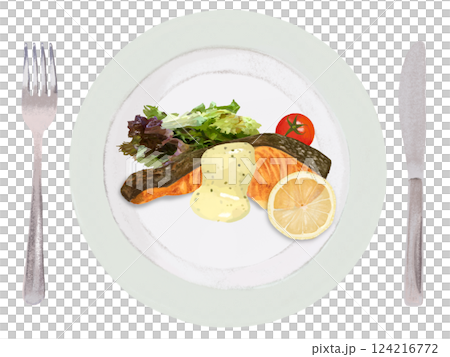 サーモンのムニエル（ナイフフォーク付き） 124216772