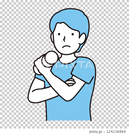 Men doing muscle training with dumbbells 124216864