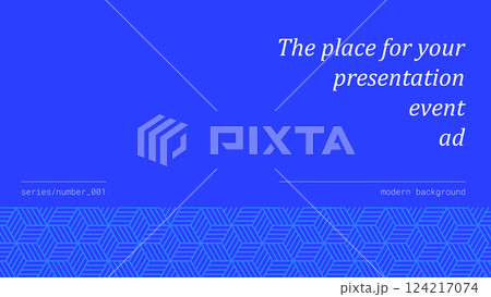 Blue banner with geometric pattern. Conceptual abstract mosaic design. 124217074