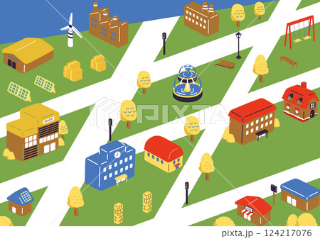 街の風景　アイソメトリック 124217076