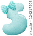 Watercolor cute number 5 with ribbon clip art, number hand drawn for kids 124217206