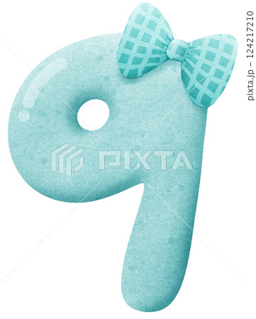 Watercolor cute number 9 with ribbon clip art, number hand drawn for kids Watercolor cute number 9 with ribbon clip art, number hand drawn for kids 124217210
